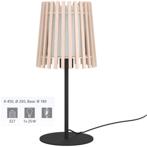 Lampada Da Tavolo Contemporanea Fattoria Acciaio Nero 1 Luce E27