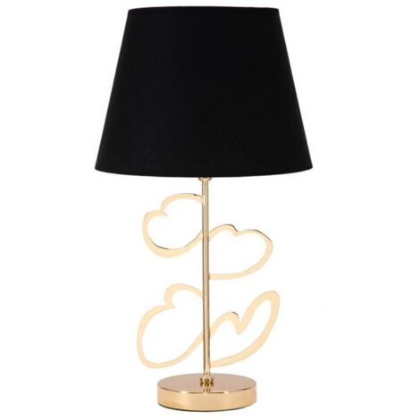 Lampada da tavolo cuori struttura in metallo color oro e nero per interni