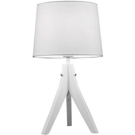 Lampada da tavolo D23 cm E14 in legno e paralume bianco MIMI
