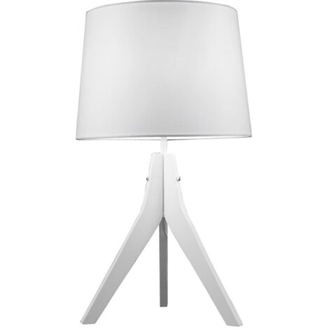 Lampada da tavolo D33 cm E27 in legno e paralume bianco MIMI
