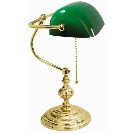 Lampada da tavolo da banchiere oro 24K in vero ottone