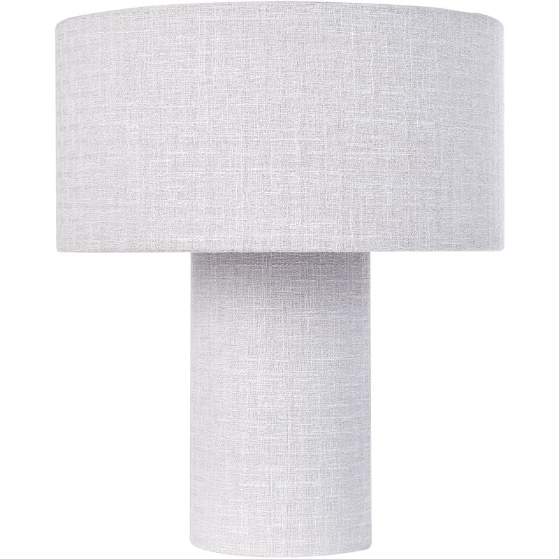 Image of Lampada da tavolo da comodino Grigio Base in cotone e lino Tessuto Paralume a tamburo 30 cm Stile moderno Soggiorno Camera da letto