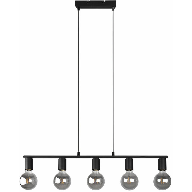 Image of Lampada da tavolo da pranzo lampada a sospensione regolabile in altezza tavolo da pranzo soggiorno lampada a sospensione moderna, nero -opaco, 5x