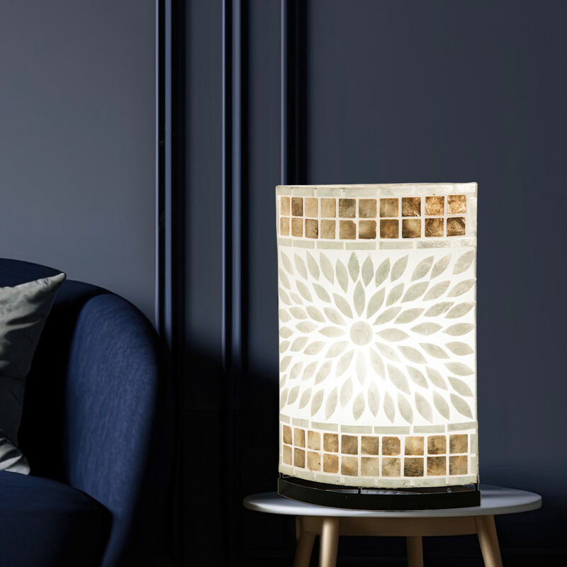 Image of Lampada da tavolo da scrittura notturna soggiorno lettura illuminazione lampada da notte a mosaico conchiglia