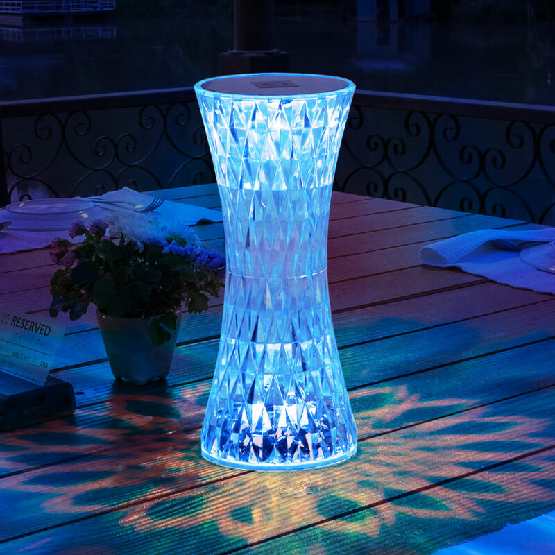 Image of Lampada da tavolo decorativa con cambio colore Lampada da tavolo a led effetto cristallo lampada da soggiorno, colori rgb fissabili, PxA 8 x 18,5 cm