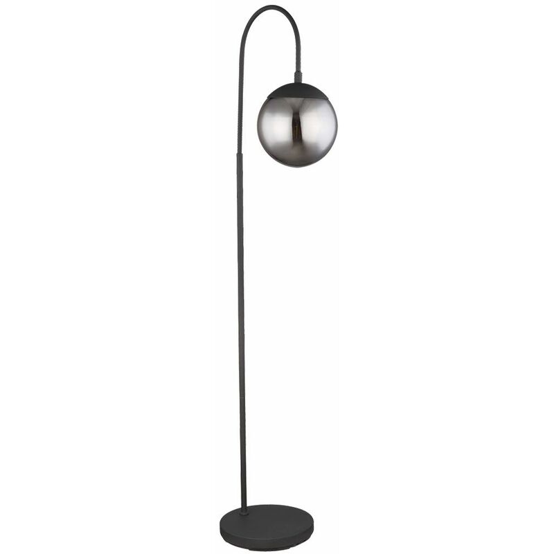 Image of Lampada da terra di design con sfera di vetro a filamento nero opaco lampada ad arco con supporto in un set di lampadine a led