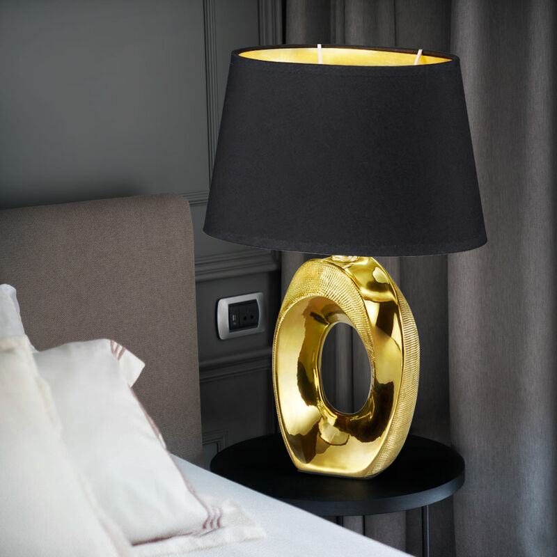 Image of Etc-shop - Lampada da tavolo di design per scrivere da notte Lampada da lettura per camera da letto in oro nero in un set che include lampadine a led
