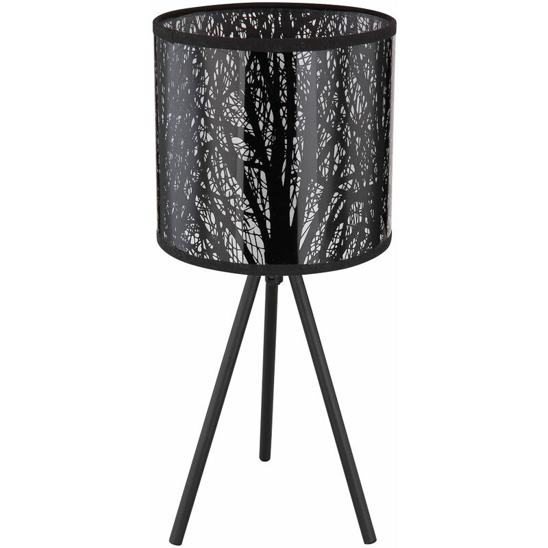 Image of Lampada da tavolo di design con scritta in tessuto, lato sala da pranzo, motivo lampada nera in un set che include lampadine a led