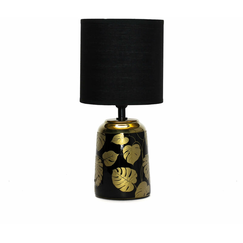 Image of Licht-erlebnisse - Lampada da tavolo di design per interni eawan con base in ceramica nero-dorata per soggiorno comodino - Nero, oro