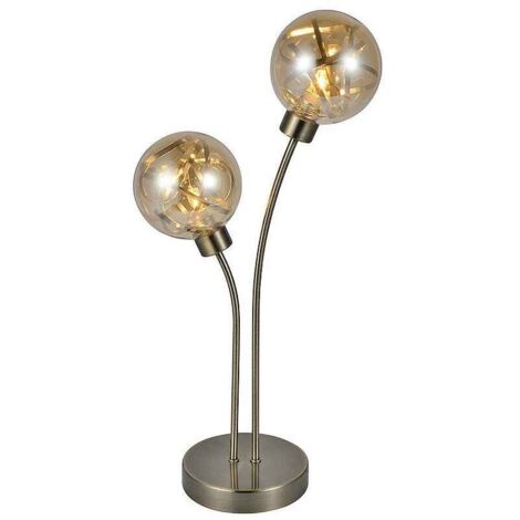 Lampada da tavolo di due paralumi modello VARANASI in pelle FABRILAMP