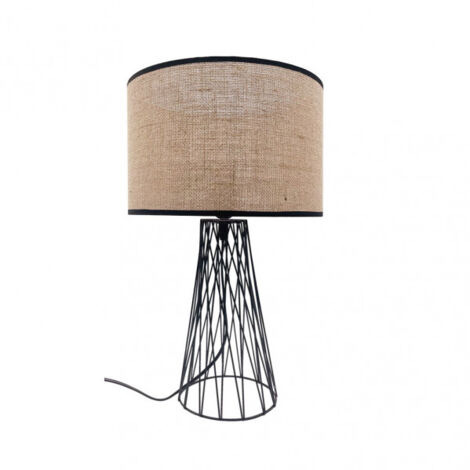 Lampada da tavolo di in metallo modello GORAN Black con paralume FABRILAMP