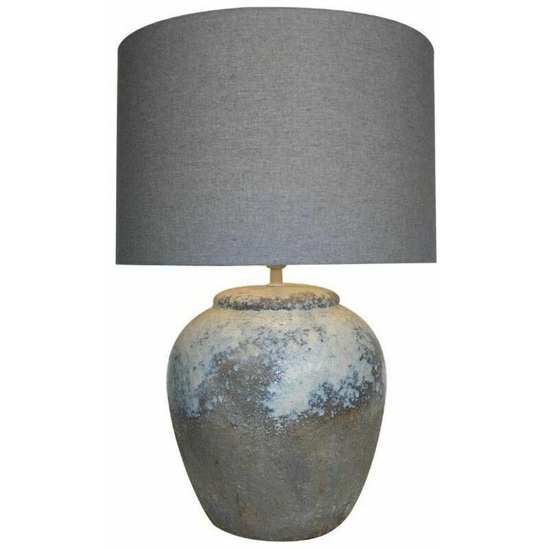 Image of Lampada da tavolo Dkd Home Decor Tela Ceramica Grigio (38 x 38 x 60 cm)