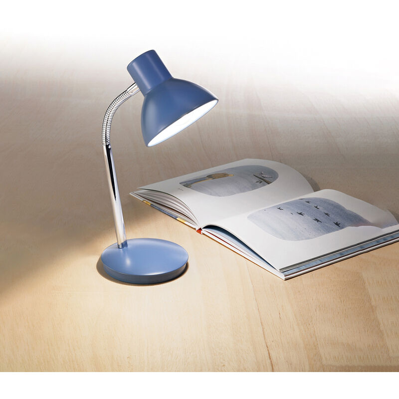 Image of Lampada Da Scrivania In Metallo Moderna Play Blu Cromo 1 Luce E14 - Blu