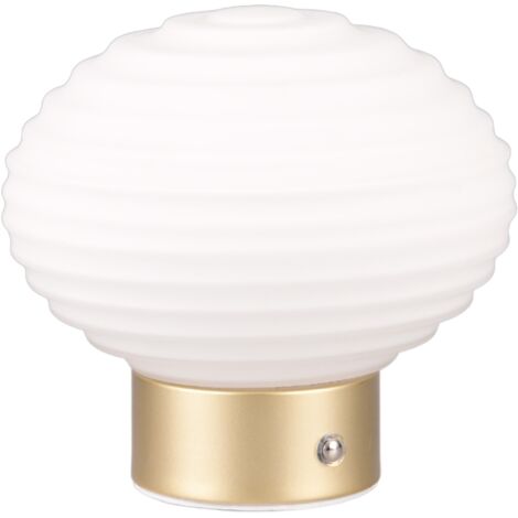 Lampada da tavolo Earl vetro bianco ottone LED USB touch