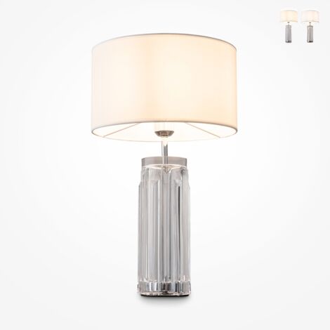 Lampada da tavolo elegante vetro trasparente paralume tessuto Maytoni Muse - Silver