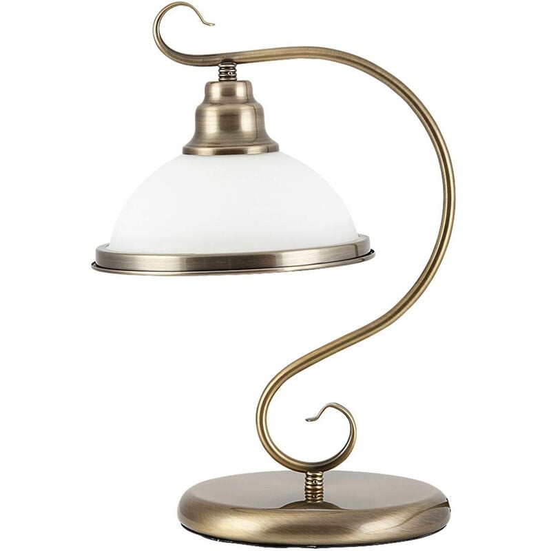 Image of lampada da tavolo Elisett vetro metallo bronzo / bianco B: H 25 centimetri: 39 centimetri con interruttore incorporato