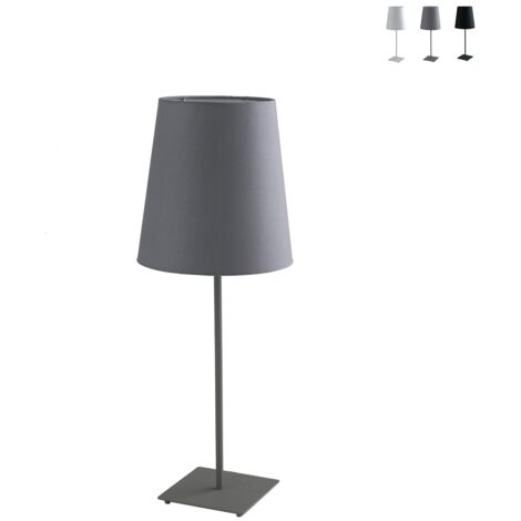 "Lampada da tavolo ELVIS in metallo grigio con paralume in tessuto 64 cm."
