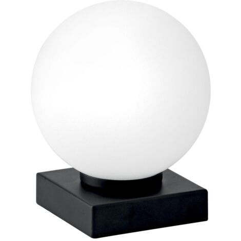 "Lampada da tavolo ENOIRE in metallo nero con diffusore in vetro bianco"