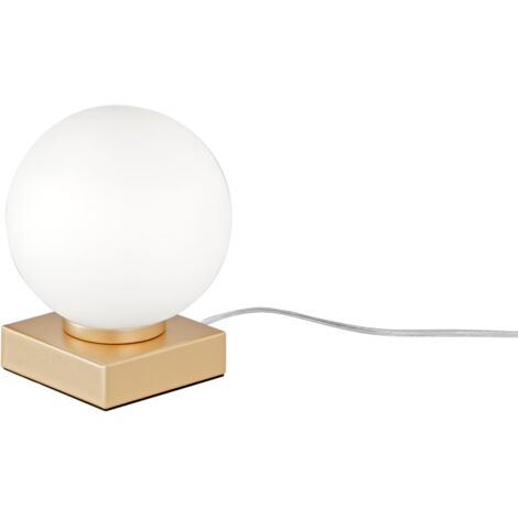 "Lampada da tavolo ENOIRE in metallo oro con diffusore in vetro bianco"