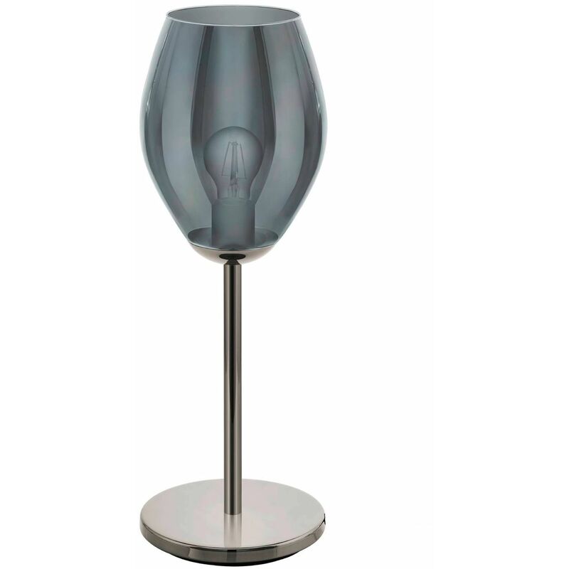 Image of Lampada da tavolo Estany acciaio Nickel-Nickero/Glass vapore Black-trasparente E27 1x40W h: 56 cm Ø19 cm con interruttore cavo