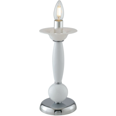 "Lampada da tavolo ESTEFAN in acrilico bianco stile candelabro"