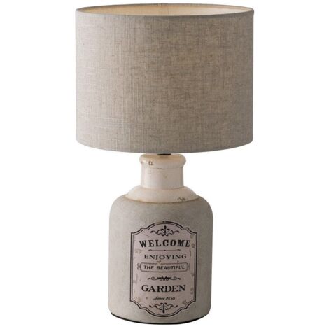 "Lampada da tavolo FACTORY in ceramica con paralume in tessuto beige 54 cm."
