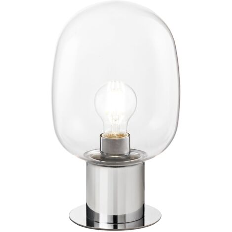 "Lampada da tavolo FELLINI in metallo cromato con diffusore in vetro 18 cm."
