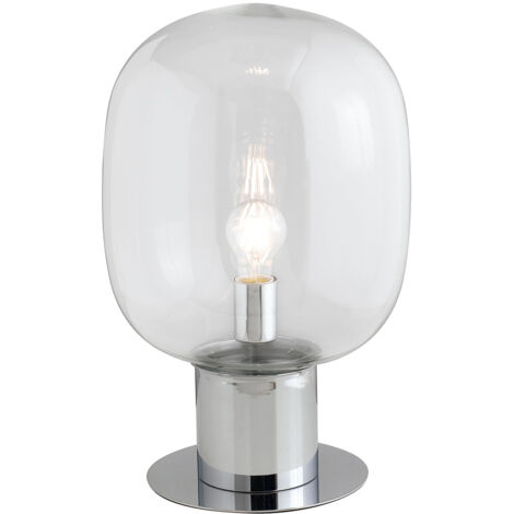 "Lampada da tavolo FELLINI in metallo cromato con diffusore in vetro 30 cm."