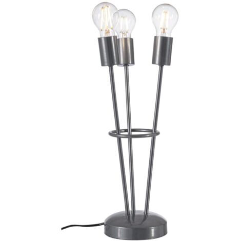 Lampada da tavolo "Fiaccola" a 3 luci in acciaio