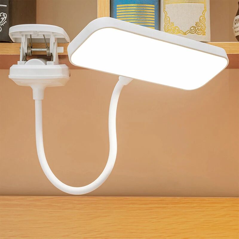 Image of Lampada da tavolo flessibile a 360° con clip Lampada da scrivania a LED a regolazione continua regolabile Luce notturna da comodino ricaricabile per