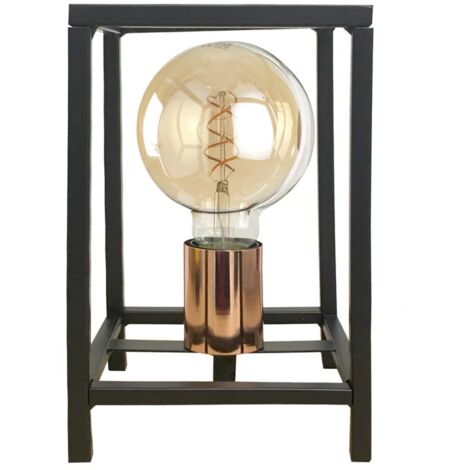 lampada da tavolo "floki" in metallo nero, e27
