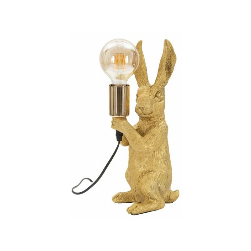 Image of Lampada da tavolo forma di coniglio con luce in mano 13x17x35.5cm Rabbit dorato