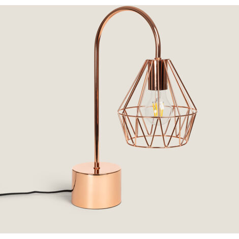 Lampadario Sospensione Industriale Oro A Forma Di Diamante 25cm - Plafoniera In Ferro Per Soffitto, E27 (Lampadina Esclusa)