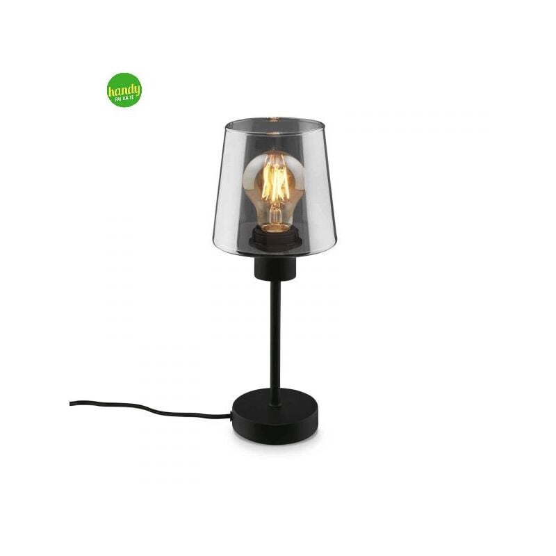 Lampada da Tavolo Fumi Briloner 35,5cm Nero-Vetro Smoke