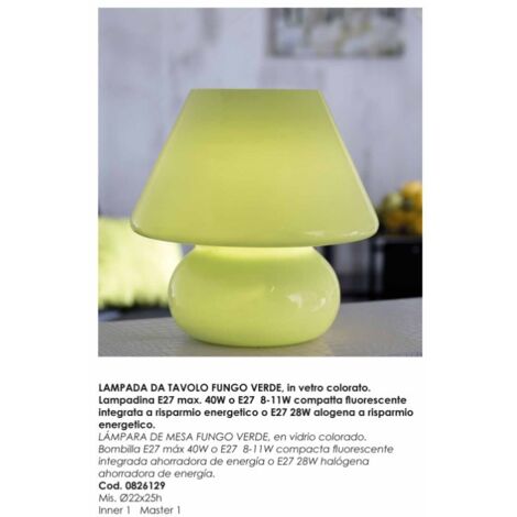Lampada da tavolo fungo h24.8verde vetro - bizzotto