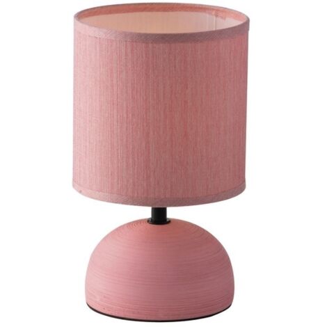 "Lampada da tavolo FURORE in ceramica rosa con paralume in tessuto"