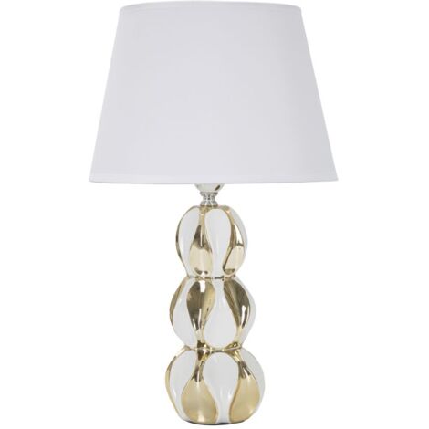 Lampada da Tavolo Glam Balls 28x46x28 cm in Ceramica Bianco/Oro