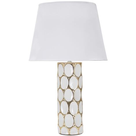 Lampada da Tavolo Glam Carv 34,5x56x34,5 cm in Ceramica Bianco/Oro