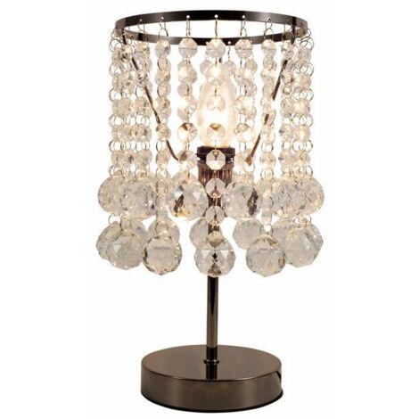 Lampada da tavolo glamour London Crystal cromo scuro E14 40W