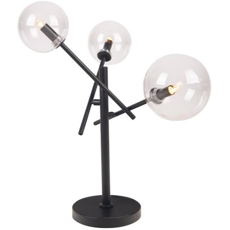 Lampada da tavolo glamour nera 3 sfere vetro Maxlight