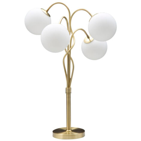 Lampada da Tavolo Glamy 4 Light Ø53x74 cm in Ferro e Vetro Bianco e Oro