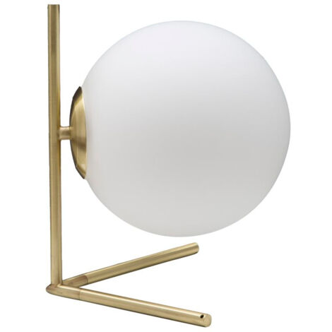 Lampada da Tavolo Glamy Low 25x25x27 cm in Ferro e Vetro Bianco e Oro