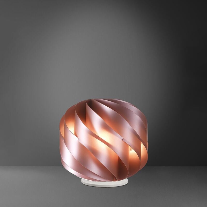 Image of Lampada Da Tavolo Globe 1 Luce In Polilux Rosa Metallico Con Base D15 Made In Italy