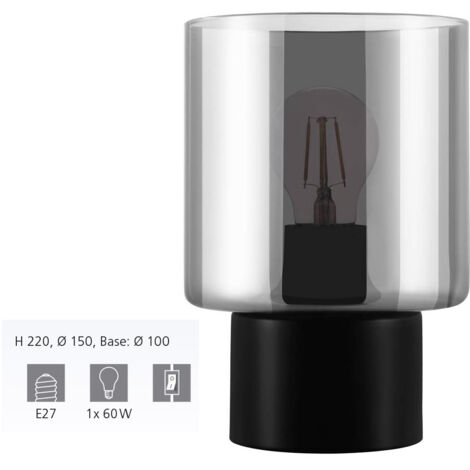 Lampada da tavolo Gorosiba Black-Transparent H: 22 Ø: 15 cm con interruttore via cavo