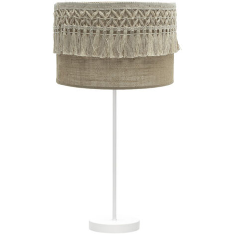 Lampada da tavolo grande ekaterina 1xe27 bianco/sacco 63x30x30 cm con passamaneria