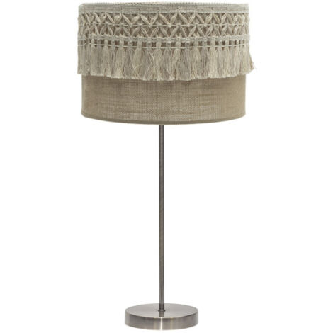 Lampada da tavolo grande ekaterina 1xe27 pelle/sacco 63x30x30 cm con passamaneria
