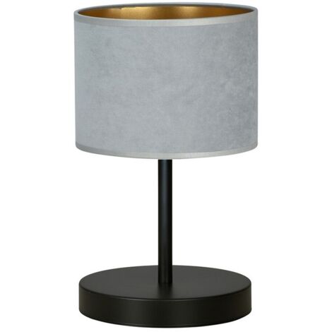Lampada da Tavolo Hilde, Acciaio verniciato a polvere, Tessuto, Nero, Grigio, 20x34x18 cm
