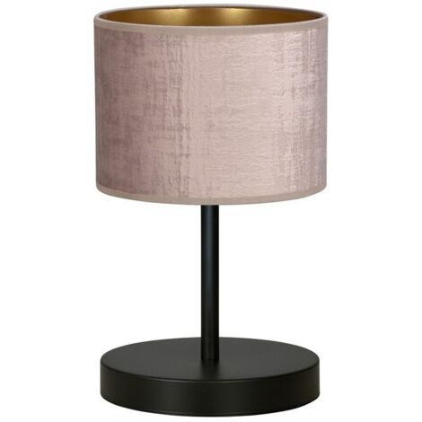 Lampada da Tavolo Hilde, Acciaio verniciato a polvere, Tessuto, Nero, Rosa, 20x34x18 cm