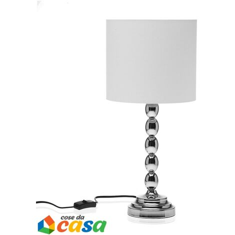 Lampada da tavolo in acciaio moderna lume con cappa bianca  arredo casa ambienti