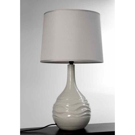 LAMPADA DA TAVOLO IN CERAMICA CON BASE ONDULATA 34X34X H72 CM TORTORA